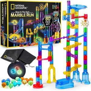 Kids‎ Toys Glowing Marble Run Construction Set with 15 Glow in The Dark Glass